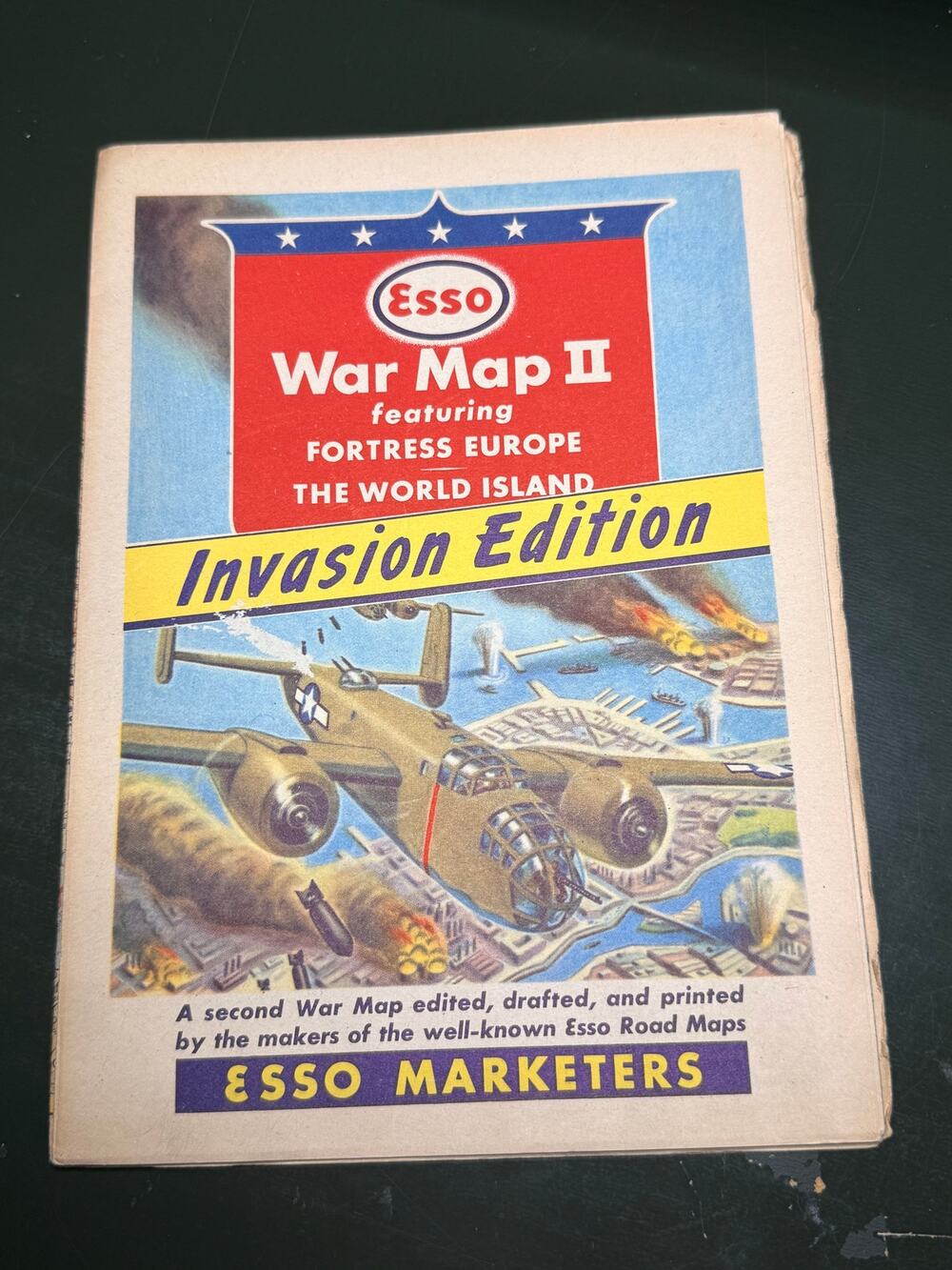 1943-1944 Esso Marketers WWII Esso War Map II Invasion Edition Fortress Europe
